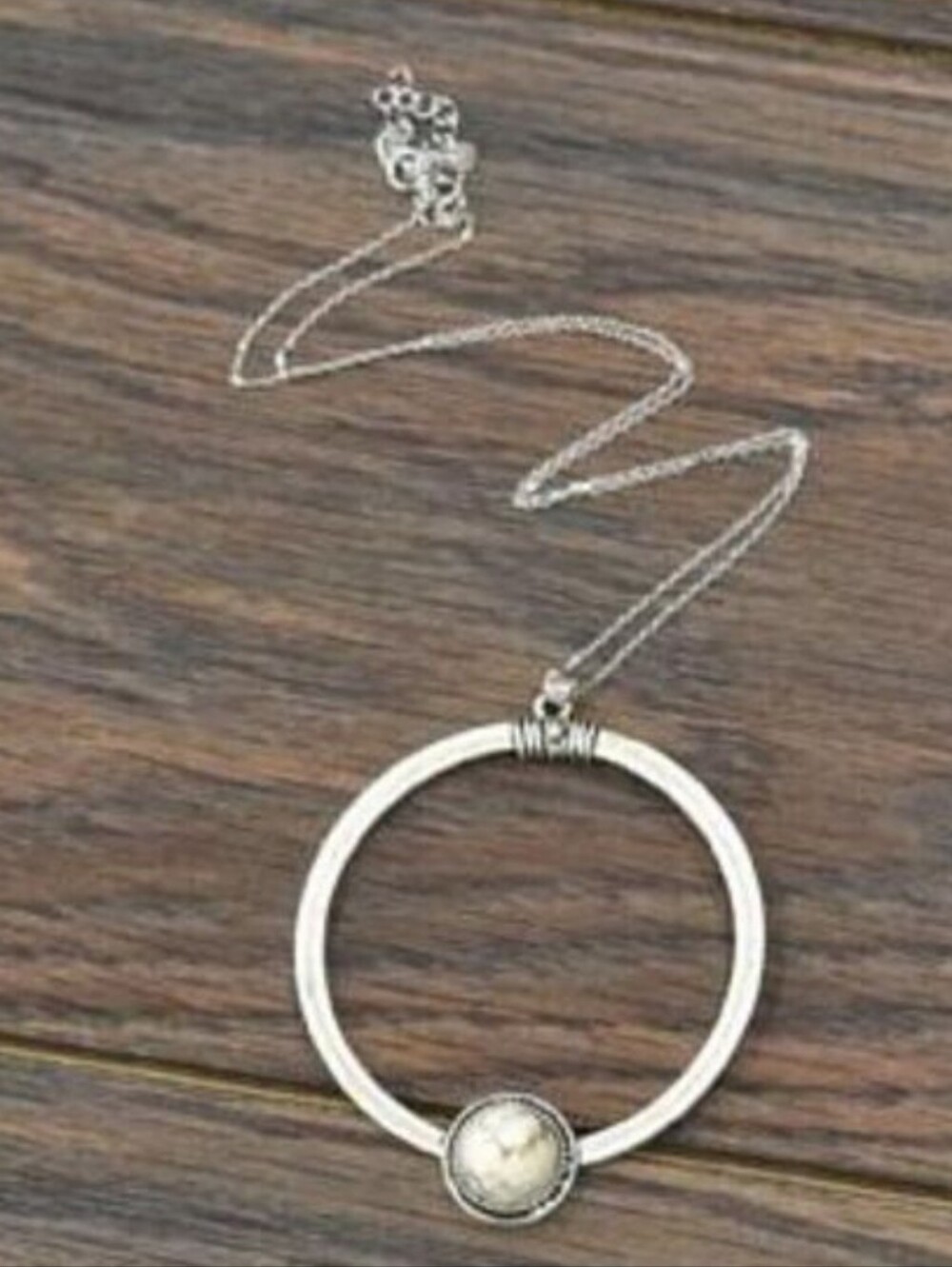 STERLING Silver Chain With Natural White Turquois Western Boho Necklace NWT